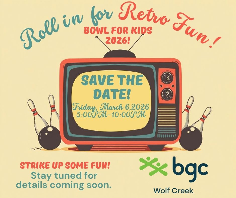 Promo with information for BGC Wolf Creek's new free program for children ages 3-6. Rewild Nature Program is every Wednesday, starting Oct 15, 2025 from 9:00am-11:30am, at the Ponoka Youth Centre. This program is for hands-on exploration, creativity, and discovery. Limited spots are available and online registration is required. For more info contact Mollie@bgcwolfcreek.com or 403-783-3112